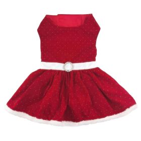 Holiday Dog Harness Dress (Color: Red Velvet Sparkle, size: X-Small)