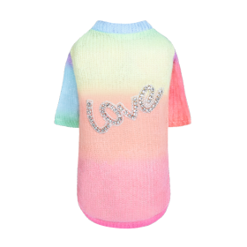 Love Dog Sweater (Color: Rainbow, size: LG)